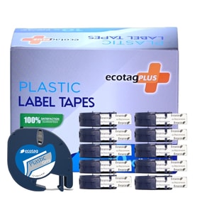 EcotagPlus Plastik Şerit Etiket Gri 12 mm x 4 mt 10 lu Eco Paket