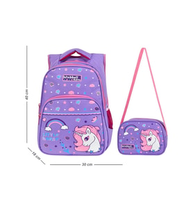 Kız Çocuk Mor Unicorn İlkokul Sırt Çantası ve Beslenme Çantası