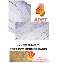 4 ADET 60x120cm Alternatif Kaplama UV PVC Altın Mermer Desenli  Ev Ofis Otel Duvar Kaplama Paneli
