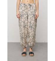 Kadın Botanical Line Nakış İşlemeli Beli Bağcıklı Bohem Pantolon (Lacivert)