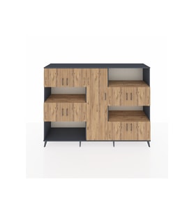 Hyperion Dolap 10 Raflı 9 Kapaklı 220x44x163 Antrasit-Çam