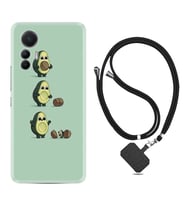 Xiaomi 12 Lite Kılıf Resimli Boyun Askılı İpli Desenli Silikon Avokadılar 1352