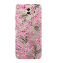 PrintiFy Huawei Mate 20 Lite Uyumlu Kamera Korumalı Floral Pembe Tasarımlı Şeffaf Silikon Kılıf