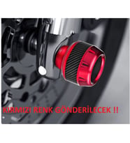 Motosiklet ,Scooter Ön Teker Koruma Takozu Karbon Detaylı KIRMIZI Renk 16 MM Millere Uygun-Arasmoto
