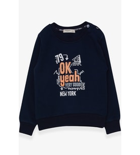Breeze Erkek Çocuk Sweatshirt Yazı Baskılı 2-6 Yaş, Lacivert