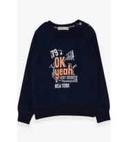 Breeze Erkek Çocuk Sweatshirt Yazı Baskılı 2-6 Yaş, Lacivert