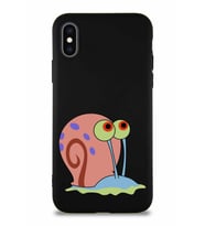 Apple iPhone XS Soft Premier Kapak Salyangoz Gary Tasarımlı Silikon Kılıf - Siyah (Şeffaf)