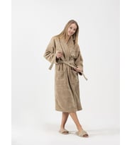 Kadife Şalyaka Bornoz Soft Unisex Bej