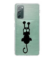 Samsung Galaxy S20 FE  Kamera Korumalı Kapak Çizgi Kedi Tasarımlı  Şeffaf  Kılıf