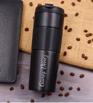 Kişiye Özel French Press Özellikli 450ml Çelik Termos (Siyah)