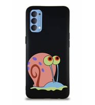 Oppo Reno 4 Soft Premier Kapak Salyangoz Gary Tasarımlı Silikon Kılıf - Siyah (Şeffaf)