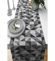 Siyah Geometrik Desenli Premium Masa Örtüsü Runner RNR385