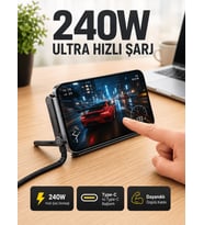 240W Type-C Telefon Standlı Örgülü Şarj ve Data Kablosu