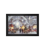 Kemerli Çarşı Motifli Kanvas Tablo 50 x 70 cm Siyah Çerçeve