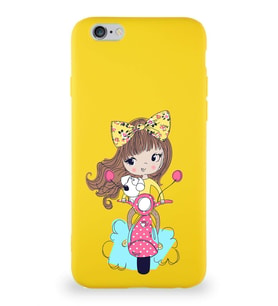 Apple iPhone 6 Soft Premier Kapak Vespagirl Tasarımlı Silikon Kılıf - Sarı (Şeffaf)