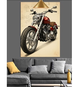 Vintage Motosiklet Posteri Dekoratif Kanvas - Mdf Ahşap Tablo