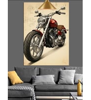 Vintage Motosiklet Posteri Dekoratif Kanvas - Mdf Ahşap Tablo