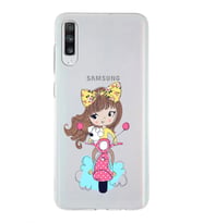 Samsung Galaxy A70 Uyumlu Kapak Vespagirl Tasarımlı Şeffaf Silikon Kılıf