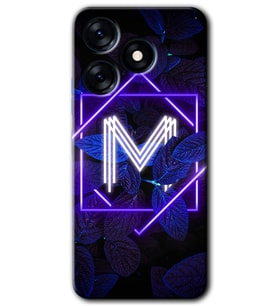 Tecno Spark 10C Kılıf HD Desen Baskılı Kılıf - Dark Neon Yaprak M Harfi