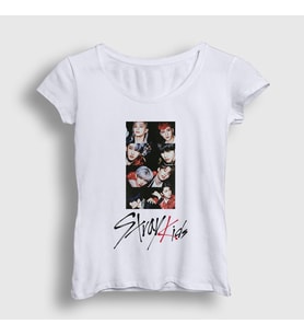 Presmono Kadın Beyaz Members Stray Kids T-Shirt 122941tt (Beyaz)
