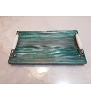 MDF SUNUM TEPSİSİ  ÇAY KAHVE TEPSİSİ 20CM*35CM RUSTİK YEŞİL