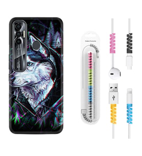 Tecno Spark 6 6 Go 8C 8 Pro 7 7 Pro Kılıf Kablo Koruma Spiral Silikon Dog Eyes 1761
