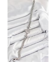 Pirinç Zirkon Taşlı Yonca Model Gümüş Renk Kadın Bileklik 5886 - SSSSSS3187-6330