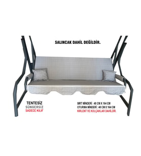 Süngersiz(TENTESİZ)Salıncak Minder Seti 3 Kişilik Kılıf-GRİ