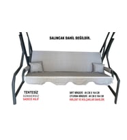 Süngersiz(TENTESİZ)Salıncak Minder Seti 3 Kişilik Kılıf-GRİ
