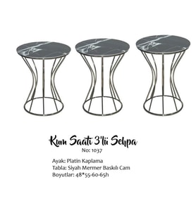 Brc Zigoın 13389 KUM SAATİ Model SİYAH MERMER Metal PLATİN Renk Kaplama El Yapım