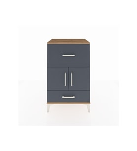 Hyperion Komodin Tek Raflı 2 Çekmeceli 2 Kapaklı 60x44x96 Çam-Antrasit
