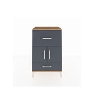 Hyperion Komodin Tek Raflı 2 Çekmeceli 2 Kapaklı 60x44x96 Çam-Antrasit