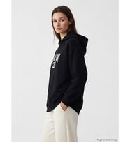 LCW Modest Siyah Kapüşonlu New York Baskılı Kadın Sweatshirt Tunik