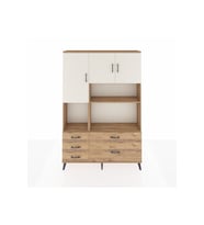 Arges Dolap 8 Raflı 5 Çekmeceli 3 Kapaklı 132x30x195 Çam-Aytaşı/Çam