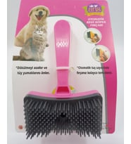 Kedi Köpek Tuşlu Otomatik Tüy Toplayıcı Tarak Pembe (Mavi)