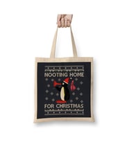 Pingu Nooting Home For Christmas Penguen Beyaz Bez Çanta Uzun Saplı Alışveriş Çantası