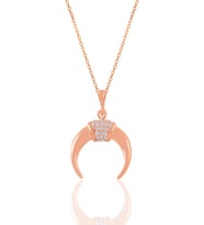 Söğütlü Silver Gümüş rose zirkon taşlı ters hilal kolye