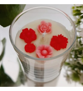 Çiçek Böğürtlen Kokulu Bardak Soya Mum - Doğum Günü - Anneler Günü - Sevgililer Günü - Babalar Günü - Aromaterapi (Pembe - Fuşya - Krem)