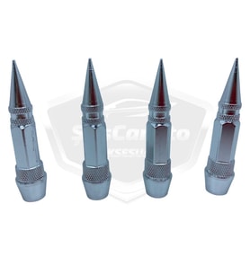 Sivri Sibop Kapağı Merm i Sibop Kapağı Araba Motosiklet Metal 4 lü Set Gümüş Krom