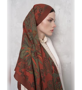 ED SCARF Floş Viskon Şal Flare Desen - Turuncu