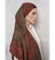 ED SCARF Floş Viskon Şal Flare Desen - Turuncu