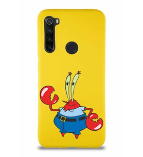 Xiaomi Redmi Note 8 Soft Premier Kapak Bay Yengeç Tasarımlı Silikon Kılıf - Sarı (Şeffaf)