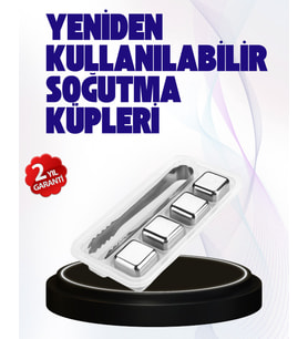 Paslanmaz Çelikten Üretilmiş Metal Buz Küpü Seti ve Buz Klipsi
