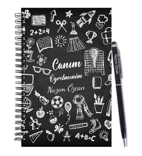 Kişiye Özel Öğretmen Temalı Ahşap Defter Kalem Seti