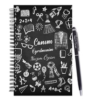Kişiye Özel Öğretmen Temalı Ahşap Defter Kalem Seti