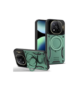 Redmi Note 14 Kılıf Joy Lens Standlı Kapak - Koyu Yeşil