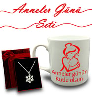 Anneler Gününe Özel Kupa & Kar Tanesi Kolye Hediye Seti (Model 1)