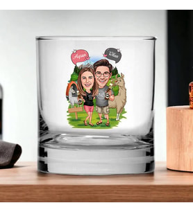 Kişiye Özel Özgür Ruhlu Çiftler Karikatürlü Viski Bardağı