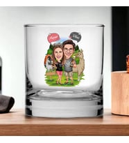 Kişiye Özel Özgür Ruhlu Çiftler Karikatürlü Viski Bardağı
