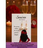 Sallantılı İnci Küpe 40 Adet   Siyah Saçlı Kız - Nikah Hediyesi - Kına Hediyesi - Nişan Hediyesi